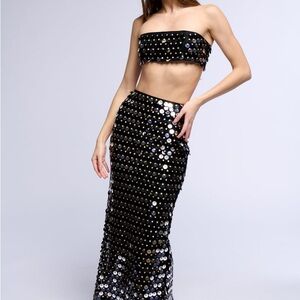 Akira BEACH WAVES SEQUIN EMBELLISHED MAXI SKIRT + BRALETTE TOP | 4
